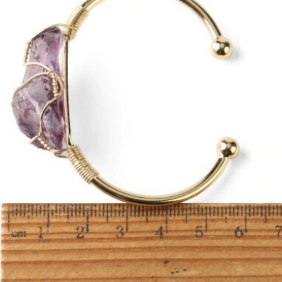 Raw White Crystal Adjustable Cuff Bracelet – Copper/Gold-Plated Natural Stone - Picture 3 of 3